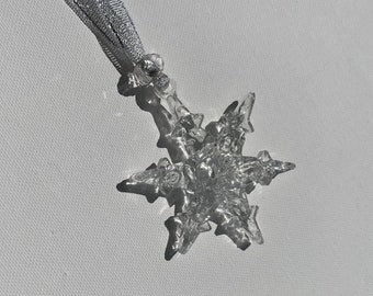 Sparkling Ice Beautiful Snowflake Christmas Ornament Made from Recycled Glass