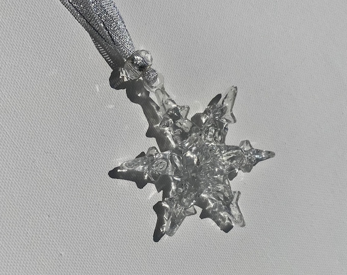 Sparkling Ice Beautiful Snowflake Christmas Ornament Made from Recycled Glass