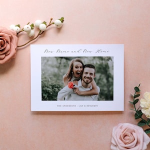 Novo nome, nova casa, anúncio de casamento com uma única foto | Anúncio de fuga digital | Anúncio de mudança para impressão 5x7 Download digital