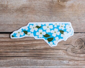North Carolina Flowering Dogwood State Flower 3" Die Cut Vinyl Sticker | Glossy Waterproof Sticker | Water Bottle Sticker | Laptop Sticker