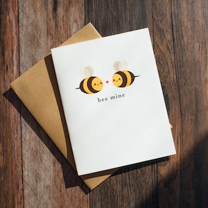 Bee Mine Greeting Card | Punny Valentine&#39;s Day Card | A2 Size Card