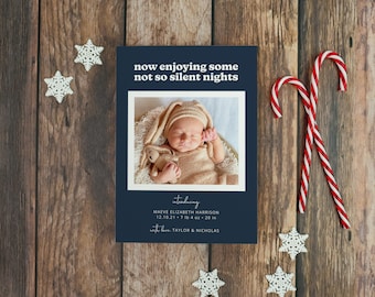 Now Enjoying Some Not So Silent Nights Birth Announcement Digital Holiday Card | New Baby Photo Card | Printable, 5x7 Digital Download