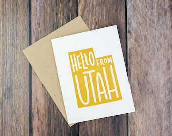Hello From Utah Greeting Card | Hand Lettered Card | A2 Size Card