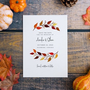 Autumn Branches Fall Wedding Save the Date Announcement, Customizable, Printable, 5x7 Digital Download