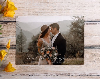 Just Us Wedding Announcement, Elopement Announcement Card, Photo Marriage Announcement, Printable, 5x7 Digital Download