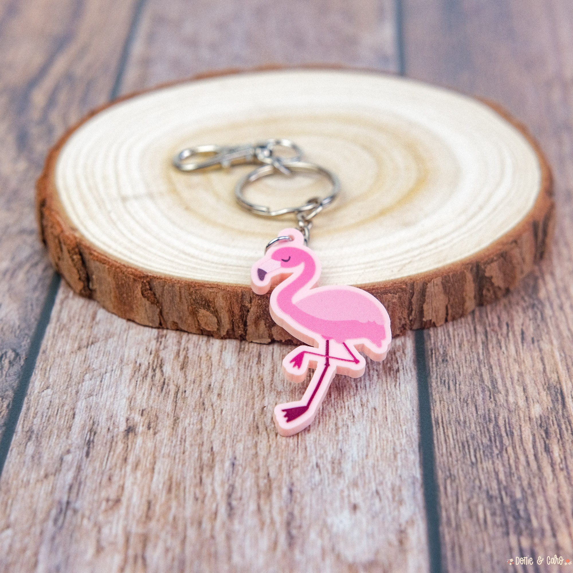 Pink Flamingo Keychain Pink Acrylic Keychain 1.5 Inch Etsy