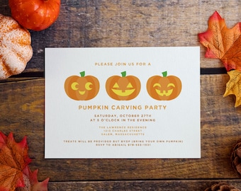 Pumpkin Carving Party Invitation, Halloween Party Invitation, Editable, Printable, 5x7 Digital Download