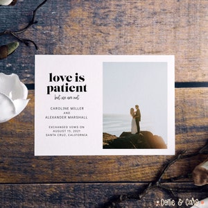 Love Is Patient But We Are Not Elopement Announcement, Change of Plans, Printable, 5x7 Digital Download image 2