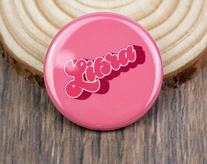 Libra Retro Pinback Button |  Zodiac Button | 1.25 Inch Pin