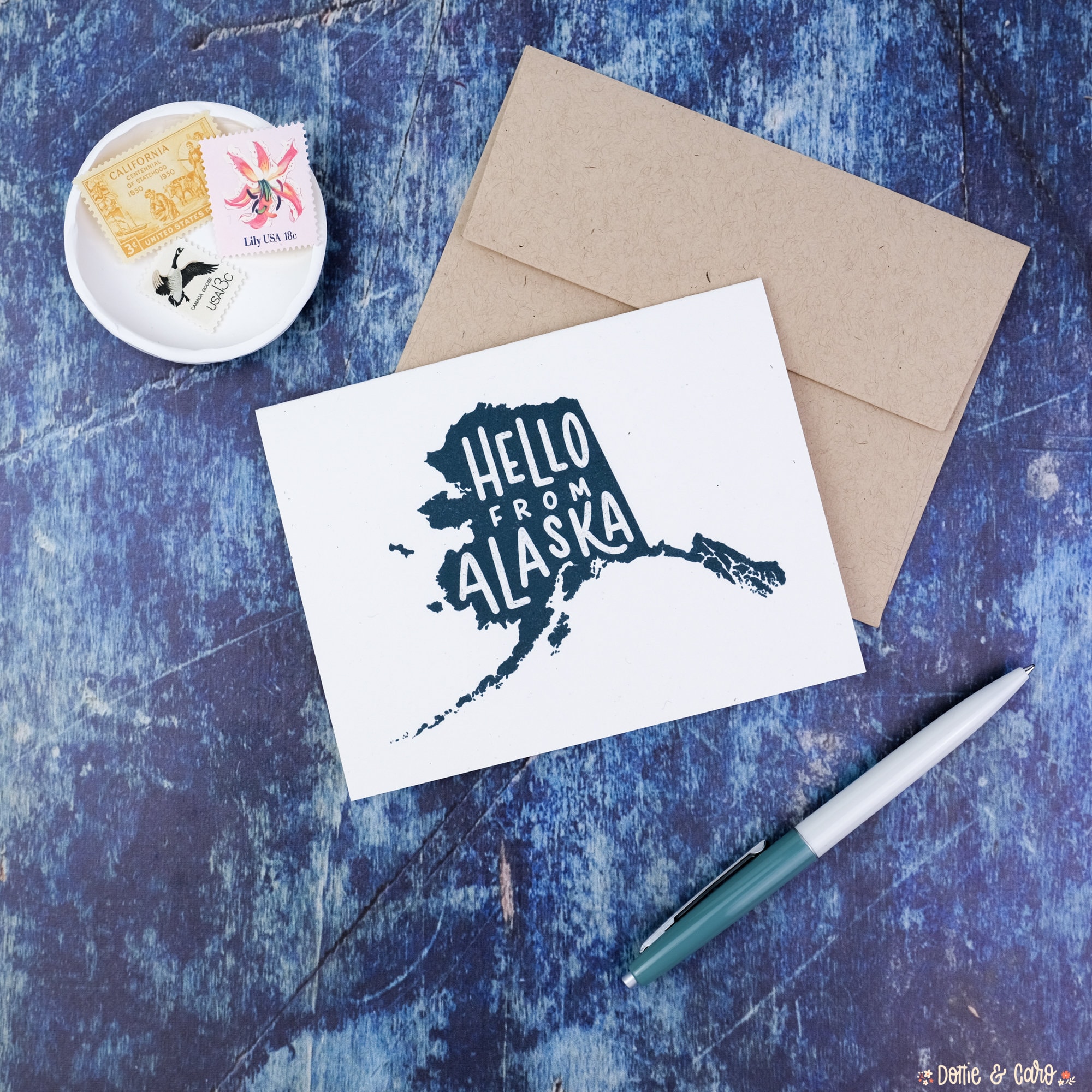 Hello From Alaska Greeting Card | Hand Lettered Card | A2 Size Card - Etsy