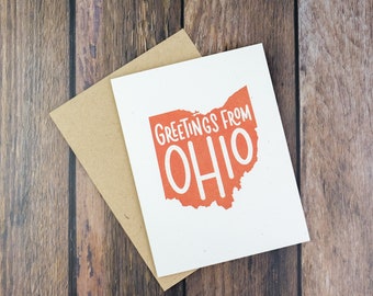 Greetings From Ohio Greeting Card | Hand Lettered Card | A2 Size Card