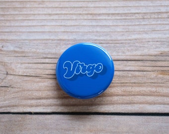 Virgo Retro Pinback Button |  Zodiac Button | 1.25 Inch Pin