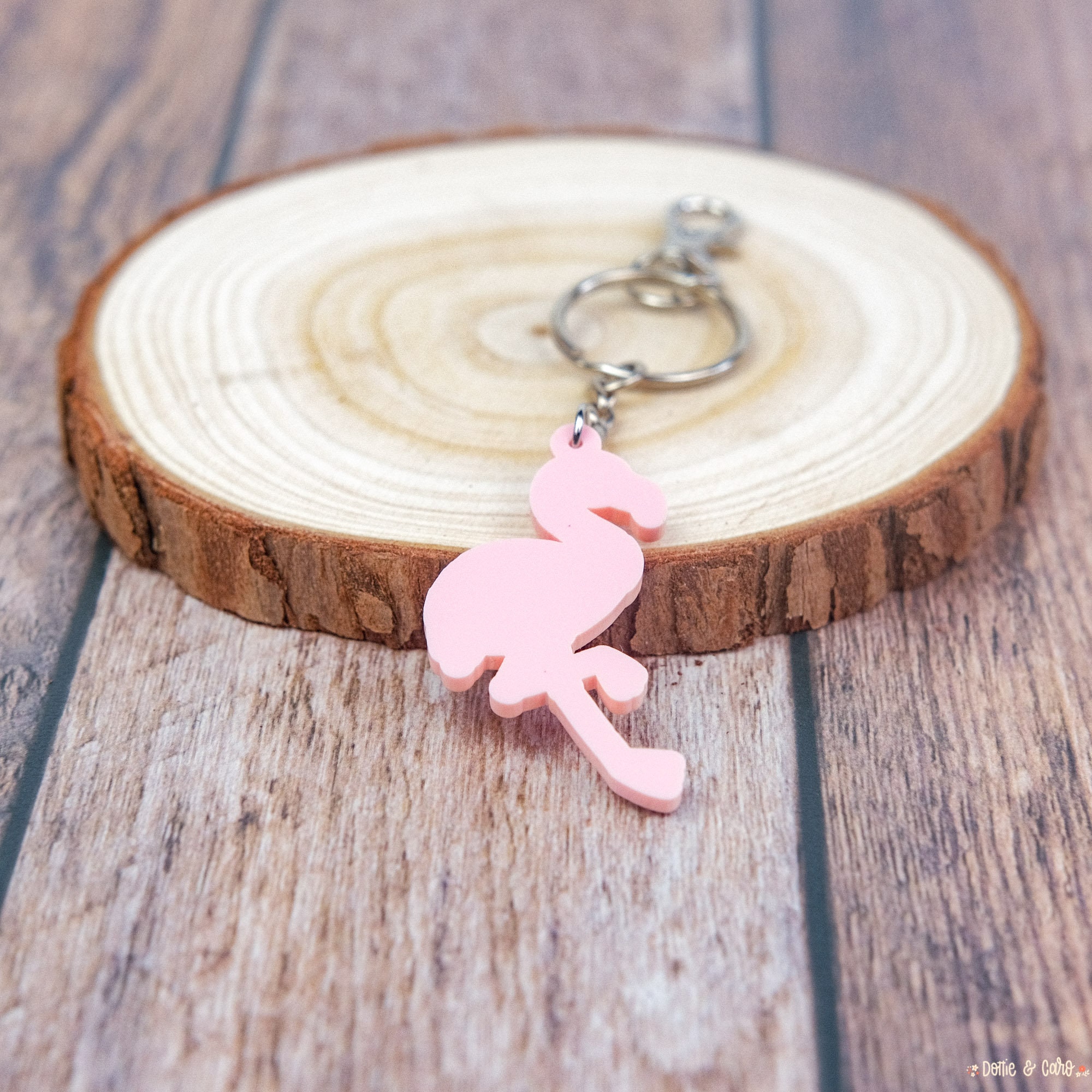 Pink Flamingo Keychain Pink Acrylic Keychain 1.5 Inch Etsy
