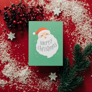 Merry Christmas Retro Santa Christmas Card | Fun Vintage Inspired Holiday Card | A2 Size Card