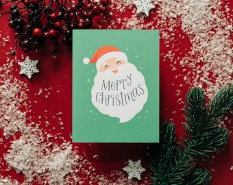 Merry Christmas Retro Santa Christmas Card | Fun Vintage Inspired Holiday Card | A2 Size Card