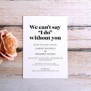 Non possiamo dire "I Do Without You" Invito virtuale per matrimonio, stampabile, download digitale 5x7