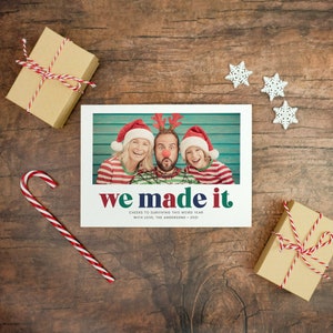 We Made It 2021 Digital Holiday Card New Year E-Card Single Photo Christmas Card Printable, 5x7 Digital Download image 1