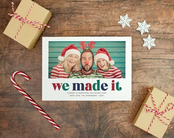 We Made It 2021 Digital Holiday Card |  New Year E-Card | Single Photo Christmas Card | Printable, 5x7 Digital Download
