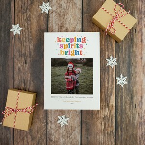Keeping Spirits Bright Digital Christmas Card | Single Photo Holiday Printable Flat Card | 5x7 Digital Download