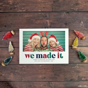 We Made It 2021 Digital Holiday Card New Year E-Card Single Photo Christmas Card Printable, 5x7 Digital Download image 5