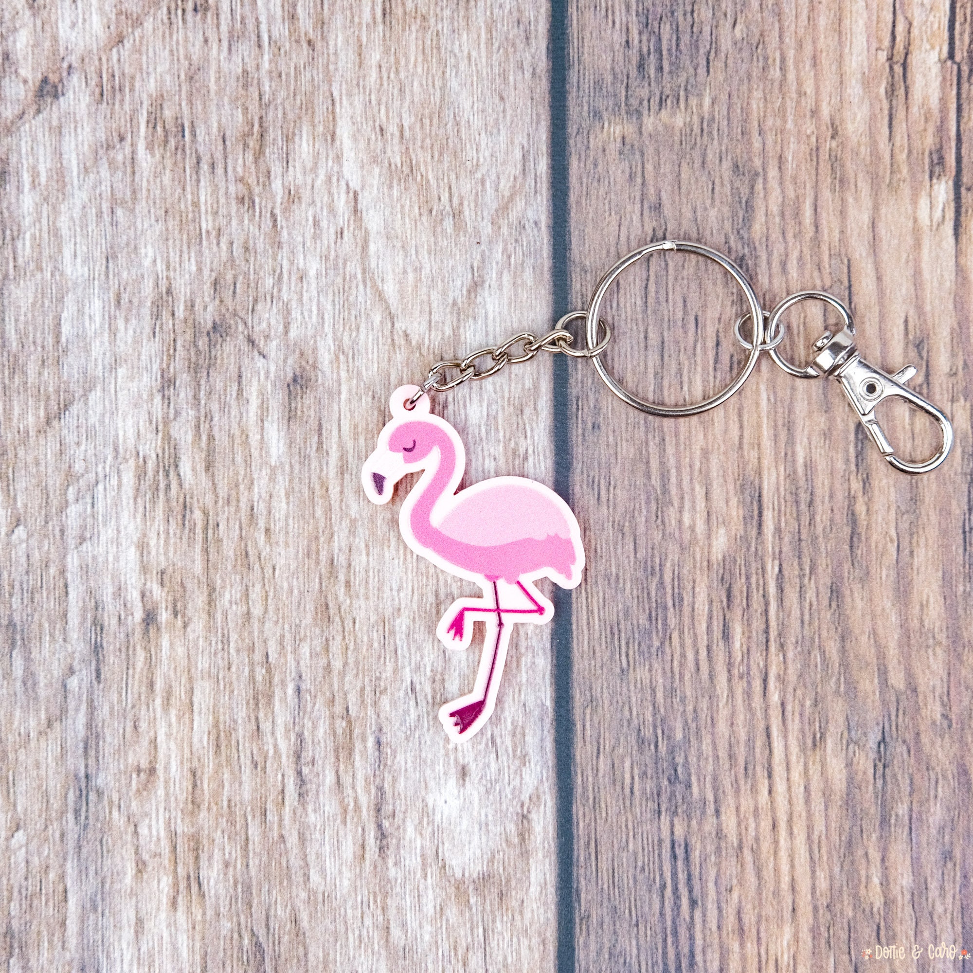 Pink Flamingo Keychain Pink Acrylic Keychain 1.5 Inch Etsy