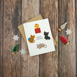 Merry Catmas Christmas Greeting Card | Cute Cats Holiday Card | A2 Size Card