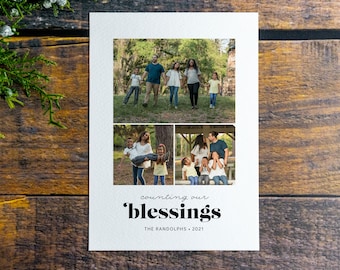 Counting Our Blessings Multiple Photo Digital Holiday Card | Photo Collage Christmas Card | Holiday E-Card | 5x7 or 4x6 Digital Download