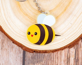 Cute Bee Keychain | Frosted Lemon Yellow Acrylic Keychain | 1.5 Inch Charm