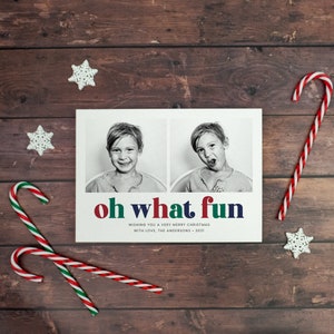 Oh wat leuk digitale kerstkaart | Afdrukbare platte kerstkaart met twee foto's | 5 x 7 digitale download