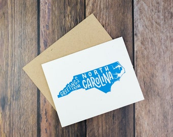 Greetings From North Carolina Card | Hand Lettered Card | A2 Size Card