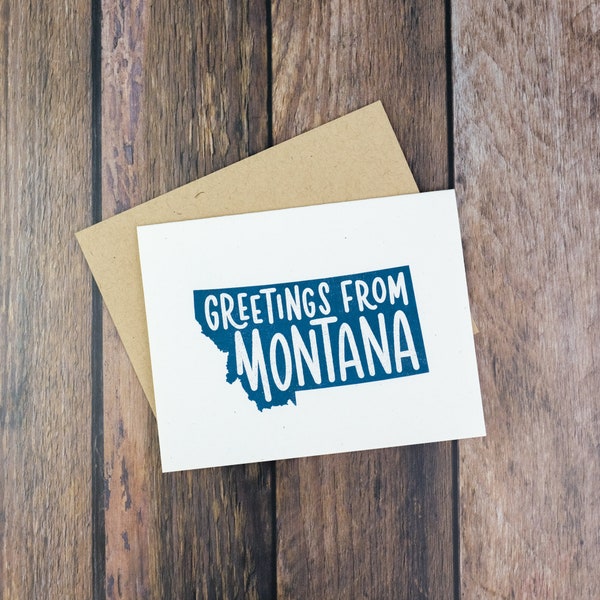 Greetings From Montana Greeting Card | Hand Lettered Card | A2 Size Card