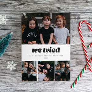 Nous avons essayé la carte de Noël numérique avec plusieurs photos, quatre photos de vacances carte plate imprimable, téléchargement numérique 5 x 7