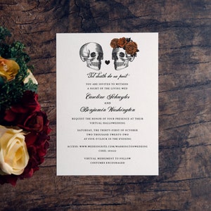 Til Death Do Us Part virtuele huwelijksuitnodiging Halloween, afdrukbaar, 5 x 7 digitale download