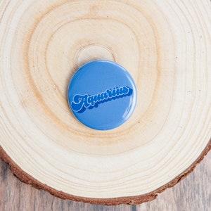 Aquarius Retro Pinback Button |  Zodiac Button | 1.25 Inch Pin