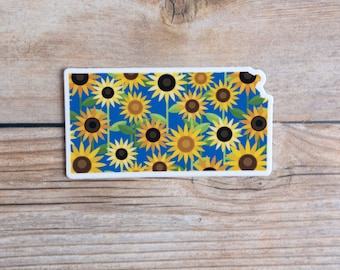 Kansas Sunflowers State Flower 3" Die Cut Vinyl Sticker | Glossy Waterproof Sticker | Water Bottle Sticker | Laptop Sticker