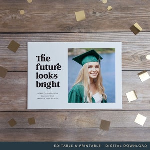 Anuncio de graduación con un futuro prometedor / Anuncio de graduación digital / Imprimible / Descarga digital de 5 x 7