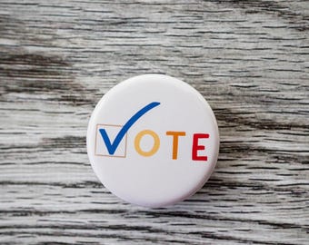 Vote Checkmark Pinback Button, 1.25 Inch Pin