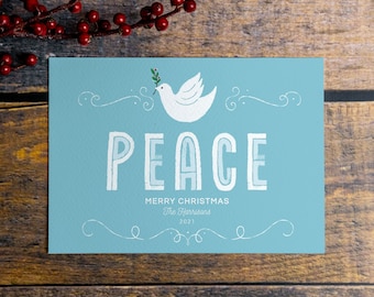 Christmas Peace Digital Holiday Card | Christmas Dove E-Card | Editable Holiday Card | Printable, 5x7 or 4x6 Digital Download