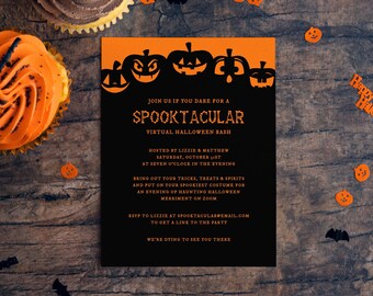 Spooktactular Virtuele Halloween Party Uitnodiging, Aanpasbaar, Afdrukbaar, 5x7 Digitale Download