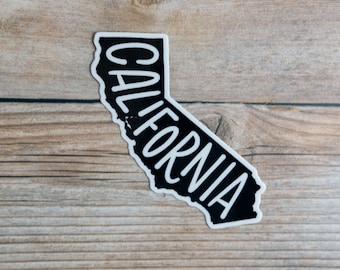 California State Outline Hand Lettered 3" Vinyl Sticker | Glossy Waterproof Die Cut Sticker | Water Bottle Sticker | Laptop Sticker