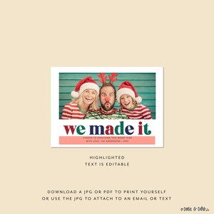 We Made It 2021 Digital Holiday Card New Year E-Card Single Photo Christmas Card Printable, 5x7 Digital Download image 2