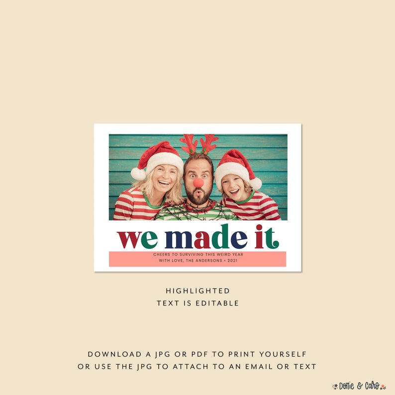 We Made It 2021 Digital Holiday Card New Year E-Card Single Photo Christmas Card Printable, 5x7 Digital Download image 2