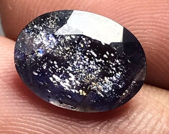 13x9.50MM,natural faceted shiny iolite sunstone oval cut.