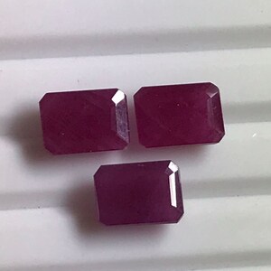 3pcs set of natural unheted ruby,faceted ruby octagon.7x5MM