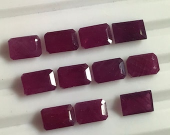 Rubí natural octogonal, gema suelta facetada (6 x 4 mm)