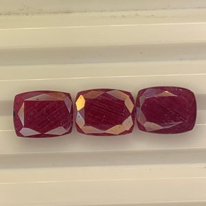 3pcs set of natural unheated ruby,faceted ruby octagon.9x7MM