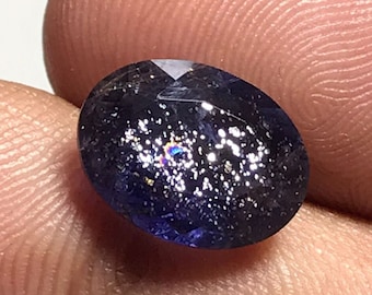 9x12MM,natural faceted shiny iolite sunstone oval cut.