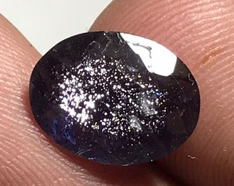 11.70x9MM,natural faceted shiny iolite sunstone oval cut.