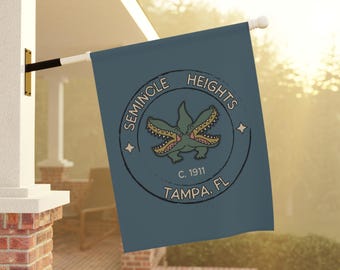 Seminole Heights Two-Headed Alligator Flag in Denim Blue