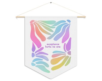 Acceptance Hurts No One Rainbow Pennant White Background, Pastel colors
